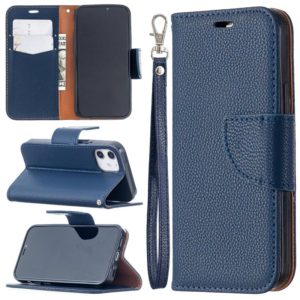 For iPhone 12 mini Litchi Texture Pure Color Horizontal Flip Leather Case with Holder & Card Slots & Wallet & Lanyard(Blue) (OEM)