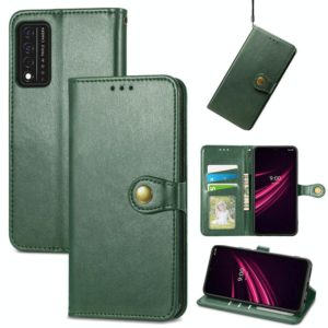 For T-Mobile REVVL V+ 5G Solid Color Leather Buckle Phone Case with Lanyard & Photo Frame & Card Slot & Wallet & Stand Function(Green) (OEM)