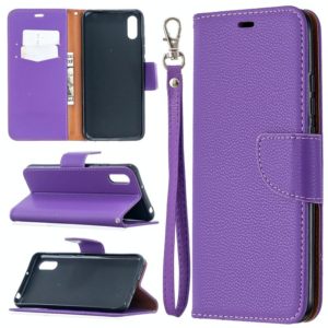 For Xiaomi Redmi 9A Litchi Texture Pure Color Horizontal Flip PU Leather Case with Holder & Card Slots & Wallet & Lanyard(Purple) (OEM)