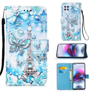 For Motorola Moto G100 / Edge S Colored Drawing Pattern Plain Weave Horizontal Flip Leather Case with Holder & Card Slot & Wallet & Lanyard(Tower Butterfly) (OEM)