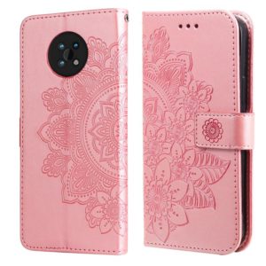 For Nokia G50 7-petal Flowers Embossed Flip Leather Phone Case with Holder & Card Slots(Rose Gold) (OEM)