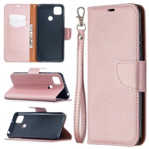 For Xiaomi Redmi 9C Litchi Texture Pure Color Horizontal Flip PU Leather Case with Holder & Card Slots & Wallet & Lanyard(Rose Gold) (OEM)