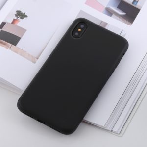 For iPhone X / XS Shockproof Solid Color Liquid Silicone Feel TPU Case (Black) (OEM)