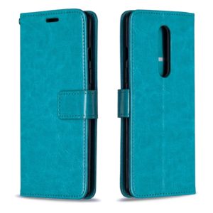 For OnePlus 8 Crazy Horse Texture Horizontal Flip Leather Case with Holder & Card Slots & Wallet & Photo Frame(Blue) (OEM)