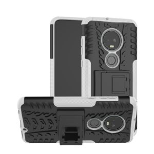 Tire Texture TPU+PC Shockproof Case for Motorola G7, with Holder (White) (OEM)