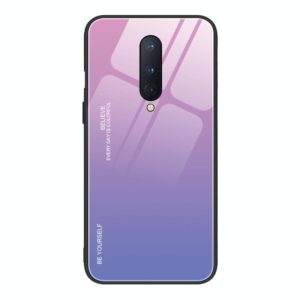 For OnePlus 8 Gradient Color Glass Case(Light Purple) (OEM)