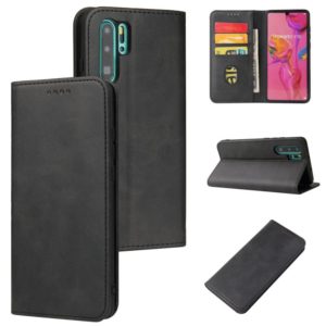 For Huawei P30 Pro Calf Texture Magnetic Horizontal Flip Leather Case with Holder & Card Slots & Wallet(Black) (OEM)
