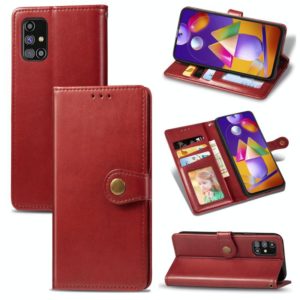 For Samsung Galaxy M31s Solid Color Leather Buckle Phone Case with Lanyard & Photo Frame & Card Slot & Wallet & Stand Function(Red) (OEM)
