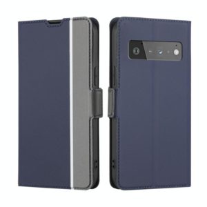 For Google Pixel 6 Pro Twill Texture Side Button Leather Phone Case(Blue) (OEM)