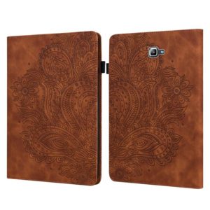 For Samsung Galaxy Tab A 10.1 (2016) T580 Peacock Embossed Pattern TPU + PU Horizontal Flip Leather Case with Holder & Card Slots & Wallet(Brown) (OEM)
