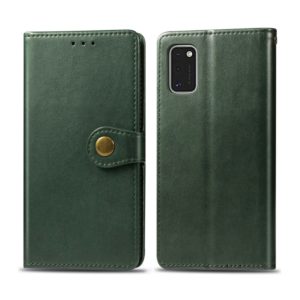 For Galaxy A41 Retro Solid Color Leather Buckle Phone Case with Lanyard & Photo Frame & Card Slot & Wallet & Stand Function(Green) (OEM)