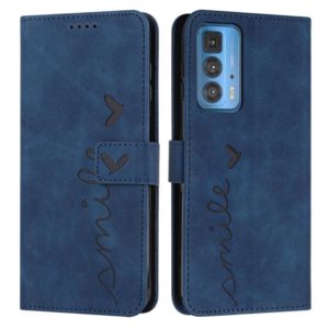 For Motorola Edge 20 Pro Skin Feel Heart Pattern Leather Phone Case(Blue) (OEM)