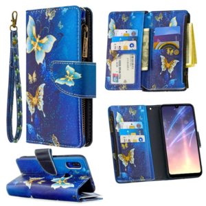 For Xiaomi Redmi 7 Colored Drawing Pattern Zipper Horizontal Flip Leather Case with Holder & Card Slots & Wallet(Gold Butterfly) (OEM)