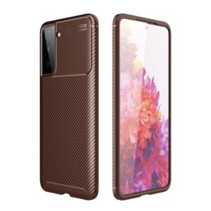 For Samsung Galaxy S21 FE Carbon Fiber Texture Shockproof TPU Case(Brown) (OEM)