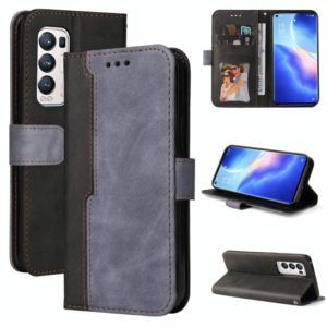 For OPPO Reno5 Pro+ 5G / Find X3 Neo Business Stitching-Color Horizontal Flip PU Leather Case with Holder & Card Slots & Photo Frame & Lanyard(Grey) (OEM)