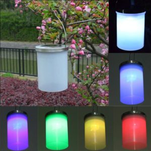 Outdoor Waterproof Solar Light Bucket Shape LED Courtyard Garden Hanging Lamp Night Light(Colorful Light) (OEM)