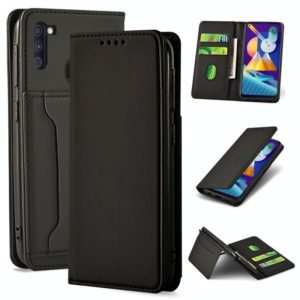 For Samsung Galaxy M11 Strong Magnetism Liquid Feel Horizontal Flip Leather Case with Holder & Card Slots & Wallet(Black) (OEM)