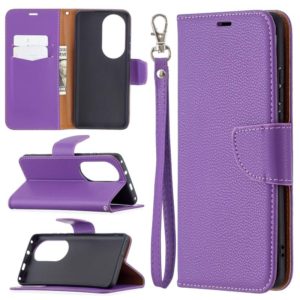 For Huawei P50 Pro Litchi Texture Pure Color Horizontal Flip Leather Case with Holder & Card Slots & Wallet & Lanyard(Purple) (OEM)