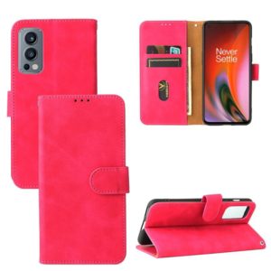 For OnePlus Nord 2 5G Solid Color Skin Feel Magnetic Buckle Horizontal Flip Calf Texture PU Leather Case with Holder & Card Slots & Wallet(Rose Red) (OEM)