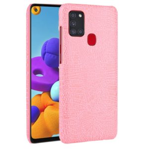 For Samsung Galaxy A21s Shockproof Crocodile Texture PC + PU Case(Pink) (OEM)