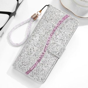 For Huawei Y5 (2019) Glitter Powder Horizontal Flip Leather Case with Card Slots & Holder & Lanyard(Silver) (OEM)