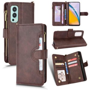For OnePlus Nord 2 5G Litchi Texture Zipper Leather Phone Case(Brown) (OEM)