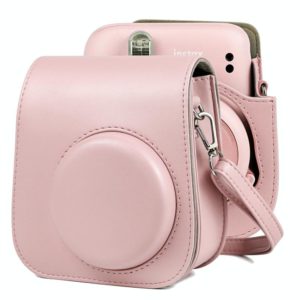 Solid Color Full Body Camera Leather Case Bag with Strap for FUJIFILM Instax mini 11 (Pink) (OEM)
