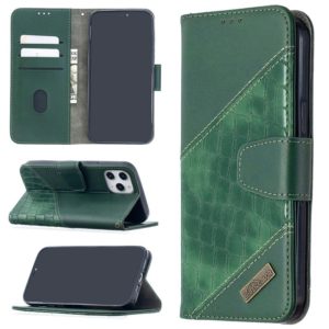 For iPhone 12 Pro Max Matching Color Crocodile Texture Horizontal Flip PU Leather Case with Wallet & Holder & Card Slots(Green) (OEM)