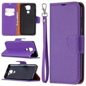 For Xiaomi Redmi Note 9 Litchi Texture Pure Color Horizontal Flip Leather Case with Holder & Card Slots & Wallet & Lanyard(Purple) (OEM)