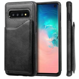 For Galaxy S10 Shockproof Calf Texture Protective Case with Holder & Card Slots & Frame(Black) (OEM)