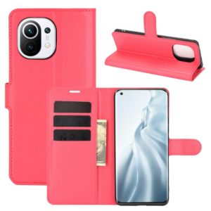 For Xiaomi Mi 11 Litchi Texture Horizontal Flip Protective Case with Holder & Card Slots & Wallet(Red) (OEM)