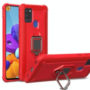 For Vivo Z6 Carbon Fiber Protective Case with 360 Degree Rotating Ring Holder(Red) (OEM)