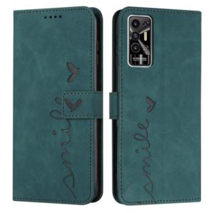 For Tecno Pova 2 Skin Feel Heart Pattern Leather Phone Case(Green) (OEM)