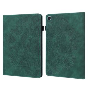 For Samsung Galaxy Tab A7 Lite Peacock Embossed Pattern Leather Tablet Case(Green) (OEM)