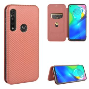 For Motorola Moto G Power Carbon Fiber Texture Horizontal Flip TPU + PC + PU Leather Case with Rope & Card Slot(Brown) (OEM)