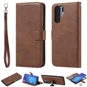 For Huawei P30 Pro Solid Color Horizontal Flip Protective Case with Holder & Card Slots & Wallet & Photo Frame & Lanyard(Brown) (OEM)