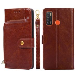 For Tecno Camon 15/CD7/Camon 15 Air/Spark 5/Spark 5 Pro Zipper Bag Leather Phone Case(Brown) (OEM)