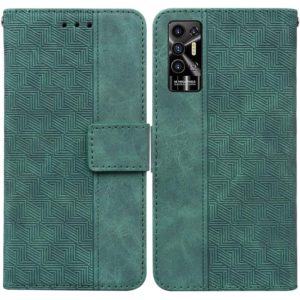 For Tecno Pova 2 Geometric Embossed Leather Phone Case(Green) (OEM)