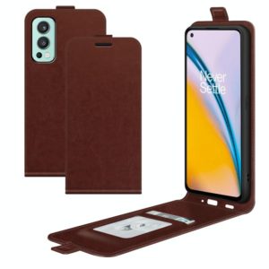 For OnePlus Nord 2 5G R64 Texture Single Vertical Flip Leather Protective Case with Card Slots & Photo Frame(Brown) (OEM)