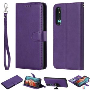 For Huawei P30 Solid Color Horizontal Flip Protective Case with Holder & Card Slots & Wallet & Photo Frame & Lanyard(Purple) (OEM)