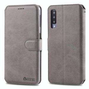 For Galaxy A70 / A7 2019 AZNS Calf Texture Magnetic Horizontal Flip PU Leather Case with Holder & Card Slots & Photo Frame(Gray) (AZNS) (OEM)