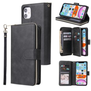 For iPhone 11 Pro Max Zipper Wallet Bag Horizontal Flip PU Leather Case with Holder & 9 Card Slots & Wallet & Lanyard & Photo Frame(Black) (OEM)