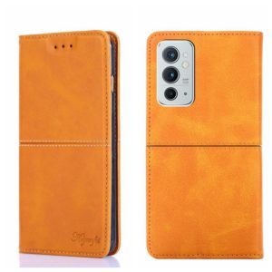 For OnePlus 9RT 5G Cow Texture Magnetic Horizontal Flip Leather Phone Case(Light Brown) (OEM)