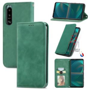 For Sony Xperia 5 III Retro Skin Feel Business Magnetic Horizontal Flip Leather Case with Holder & Card Slots & Wallet & Photo Frame(Green) (OEM)
