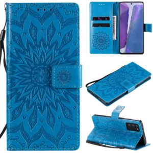 For Samsung Galaxy Note20 5G Sun Embossing Pattern Horizontal Flip Leather Case with Card Slot & Holder & Wallet & Lanyard(Blue) (OEM)