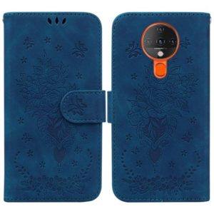 For Tecno Spark 6 Butterfly Rose Embossed Leather Phone Case(Blue) (OEM)