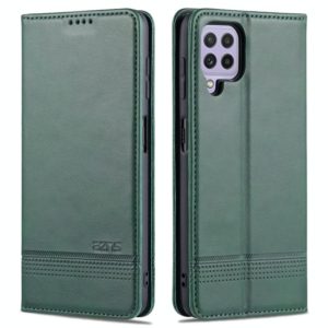 For Samsung Galaxy A22 4G AZNS Magnetic Calf Texture Horizontal Flip Leather Case with Card Slots & Holder & Wallet(Dark Green) (AZNS) (OEM)