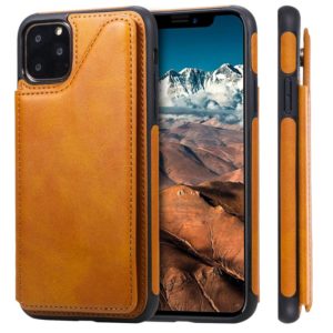 For iPhone 11 Pro Max Shockproof Calf Texture Protective Case with Holder & Card Slots & Frame(Brown) (OEM)