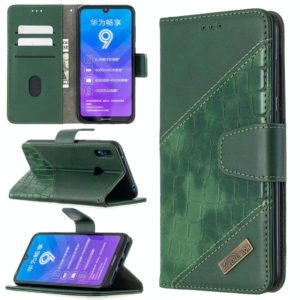 For Huawei Y7 (2019) Matching Color Crocodile Texture Horizontal Flip PU Leather Case with Holder & Card Slots & Wallet(Green) (OEM)