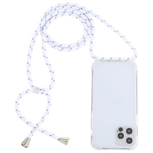 For iPhone 12 Pro Max Transparent Acrylic Airbag Shockproof Phone Protective Case with Lanyard(White Grey Rough Grain) (OEM)